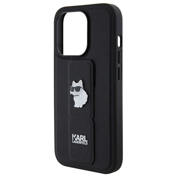 Karl Lagerfeld case for iPhone 15 Pro 6,1&quot; KLHCP15LGSACHPK black GRIPSTAND SAFFIANO CHOUPETTE PINS 3666339207458