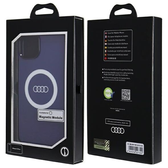 Audi case for iPhone 15 Plus 6,7&quot; blue IML Big Logo MagSafe Case 6955250227391
