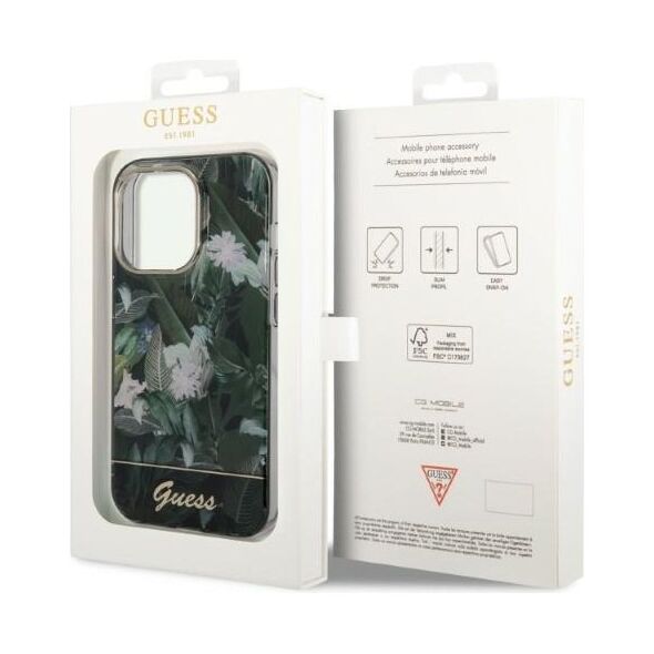 Guess case for iPhone 14 Pro 6,1&quot; GUHCP14LHGJGHA green hardcase Jungle Collection 3666339064426