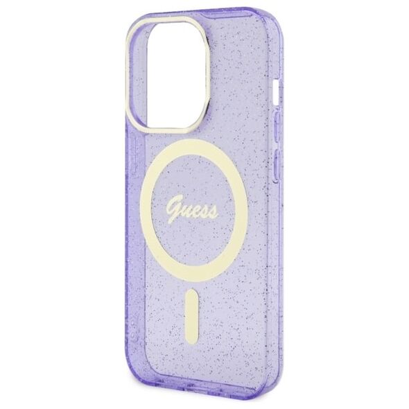 Guess case for iPhone 14 Pro Max 6,7&quot; GUHMP14XHCMCGU purple hardcase Magsafe IML Glitter Gold 3666339125691