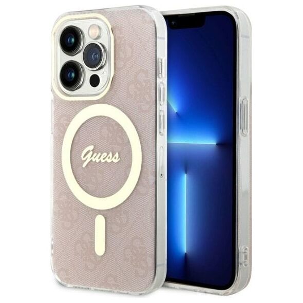 Guess case for iPhone 14 Pro 6,1&quot; GUHMP14LH4STP pink hardcase Magsafe IML 4G 3666339118280
