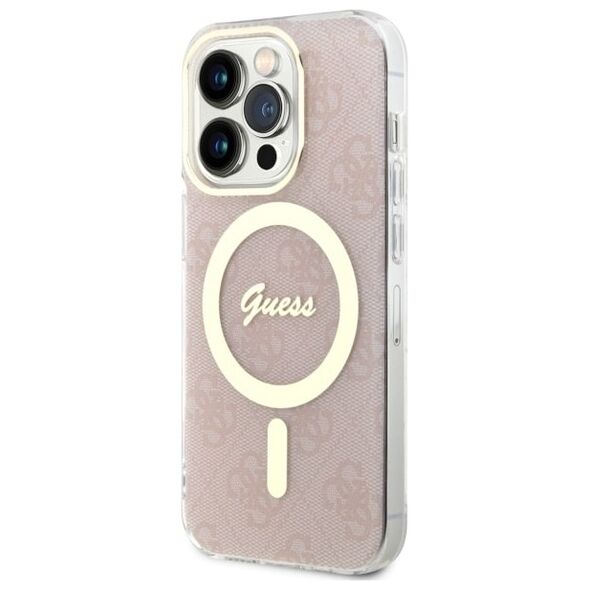 Guess case for iPhone 14 Pro 6,1&quot; GUHMP14LH4STP pink hardcase Magsafe IML 4G 3666339118280