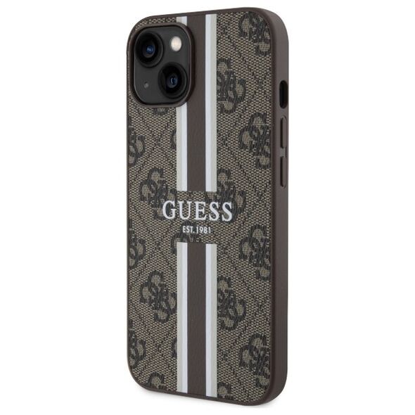 Guess case for iPhone 14 Plus 6,7&quot; GUHMP14MP4RPSW brown harcase Magsafe 4G Printed Stripes 3666339119782
