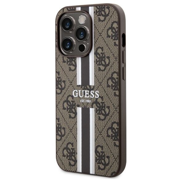 Guess case for iPhone 14 Pro Max 6,7&quot; GUHMP14XP4RPSW brown harcase Magsafe 4G Printed Stripes 3666339119805