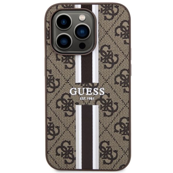 Guess case for iPhone 14 Pro Max 6,7&quot; GUHMP14XP4RPSW brown harcase Magsafe 4G Printed Stripes 3666339119805