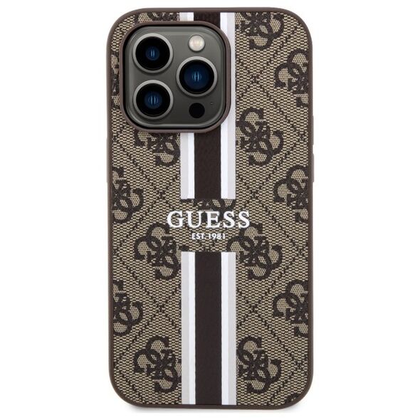 Guess case for iPhone 14 Pro Max 6,7&quot; GUHMP14XP4RPSW brown harcase Magsafe 4G Printed Stripes 3666339119805