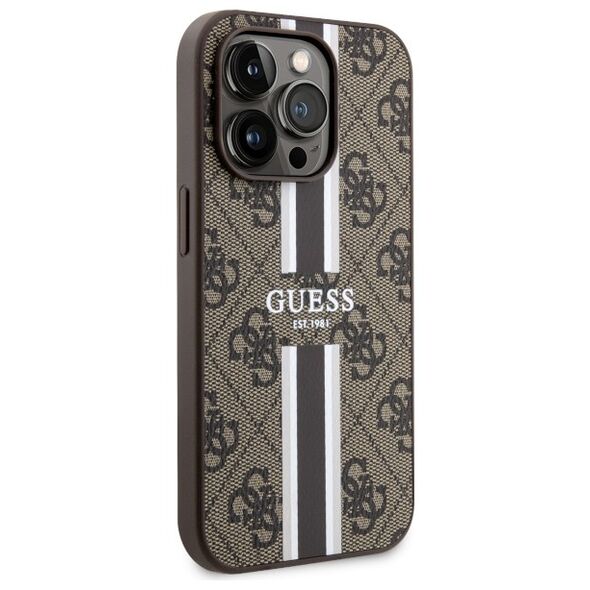 Guess case for iPhone 14 Pro Max 6,7&quot; GUHMP14XP4RPSW brown harcase Magsafe 4G Printed Stripes 3666339119805