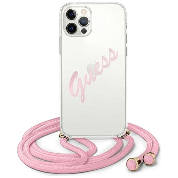 Guess case for iPhone 12 / 12 Pro 6,1&quot; GUHCP12MCRTVSPI pink hard case Script Vintage 3700740495377