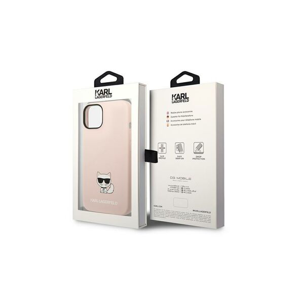 Karl Lagerfeld case for iPhone 14 Pro 6,1&quot; KLHCP14LSLCTPI hardcase light rose Silicone Choupette Body 3666339076658