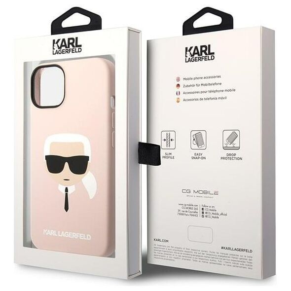Karl Lagerfeld case for iPhone 14 Pro Max 6,7&quot; KLHMP14XSLKHLP pink HC Silicone Karl Head 3666339078065