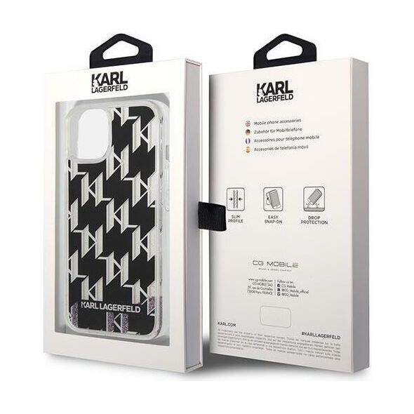 Karl Lagerfeld case for iPhone 14 Pro Max 6,7&quot; KLHCP14XLMNMK black HC Liquid Glitter Monogram 3666339076269