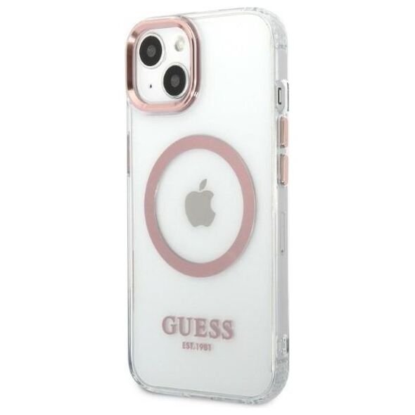 Guess case for iPhone 13 Pro / 13 6,1&quot; GUHMP13LHTRMP pink hard case Metal Outline Magsafe 3666339057190