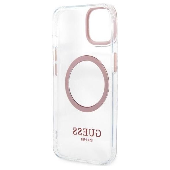 Guess case for iPhone 13 Pro / 13 6,1&quot; GUHMP13LHTRMP pink hard case Metal Outline Magsafe 3666339057190