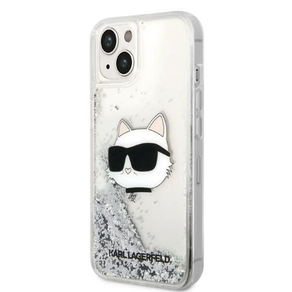 Karl Lagerfeld case for iPhone 14 Plus 6,7&quot; KLHCP14MLNCHCS silver hardcase Glitter Choupette Head 3666339086930