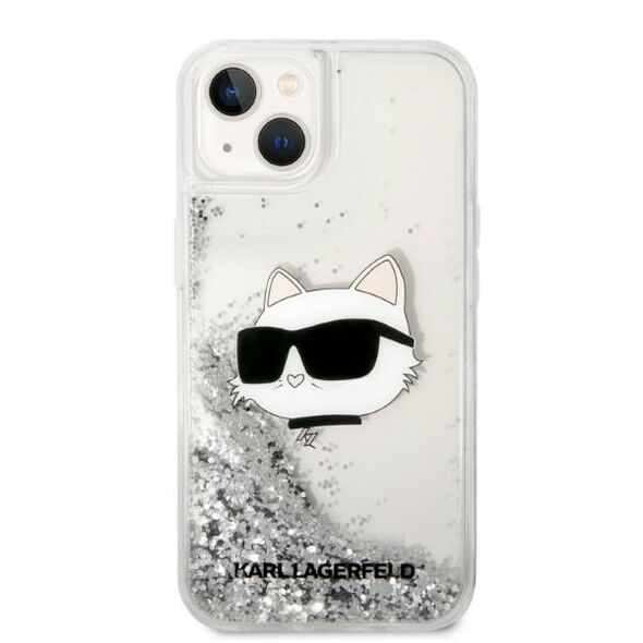 Karl Lagerfeld case for iPhone 14 Plus 6,7&quot; KLHCP14MLNCHCS silver hardcase Glitter Choupette Head 3666339086930