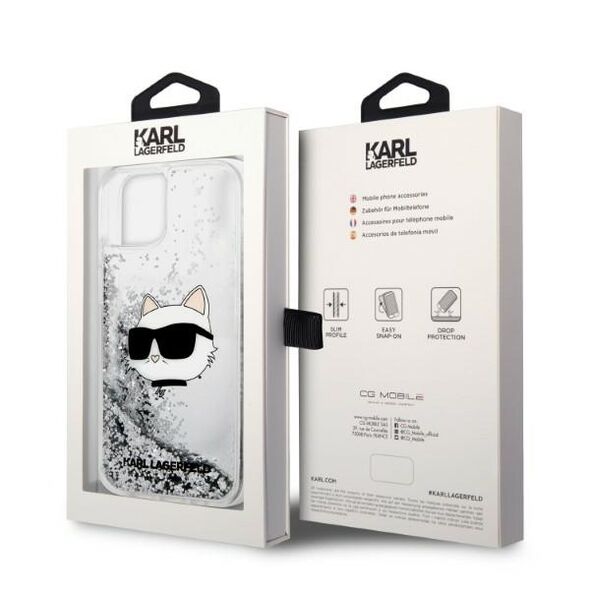 Karl Lagerfeld case for iPhone 14 Plus 6,7&quot; KLHCP14MLNCHCS silver hardcase Glitter Choupette Head 3666339086930