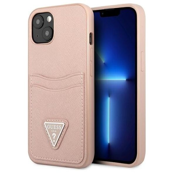 Guess case for IPhone 13 6,1&quot; GUHCP13MPSATPP hard case pink Saffiano Double Card Triangle 3666339048136
