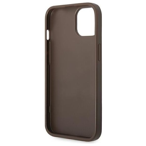 Guess case for iPhone 14 Pro Max 6,7&quot; GUHCP14XG4GLBR brown PC/TPU 4G PU case with Bottom Stripe Metal Logo 3666339088538