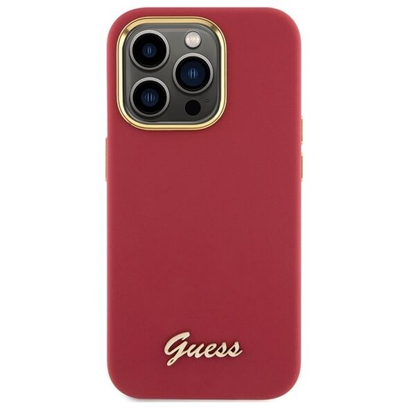 Guess case for iPhone 15 Pro 6,1&quot; GUHCP15LSMBSLM magenta HC SILICONE SCRIPT METAL LOGO & FRAME 3666339149062