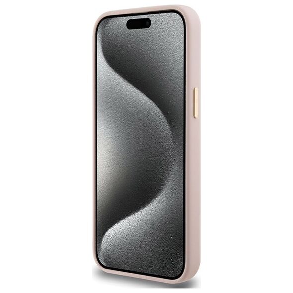 Guess case for iPhone 15 Pro Max 6,7&quot; GUHCP15XSMBSLP pink HC SILICONE SCRIPT METAL LOGO & FRAME 3666339149215