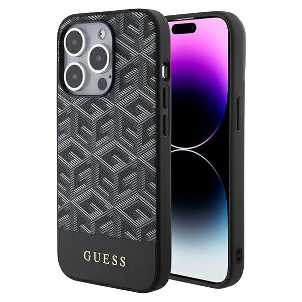 Guess case for iPhone 14 Pro Max 6,7&quot; GUHMP15XHGCFSEK black HC MAGSAFE GCUBE PU STRIPE 3666339194734