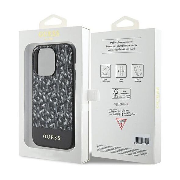 Guess case for iPhone 14 Pro Max 6,7&quot; GUHMP15XHGCFSEK black HC MAGSAFE GCUBE PU STRIPE 3666339194734