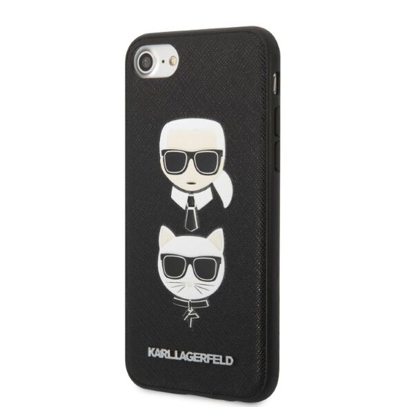 Karl Lagerfeld case for iPhone 7 / 8 / SE 2020 / SE 2022 KLHCI8SAKICKCBK black hardcase PU Saffiano K&C Heads 3666339054984