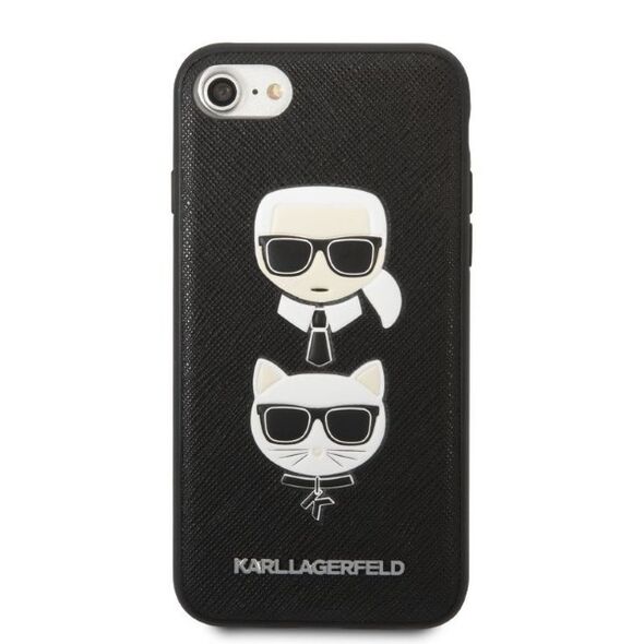 Karl Lagerfeld case for iPhone 7 / 8 / SE 2020 / SE 2022 KLHCI8SAKICKCBK black hardcase PU Saffiano K&C Heads 3666339054984