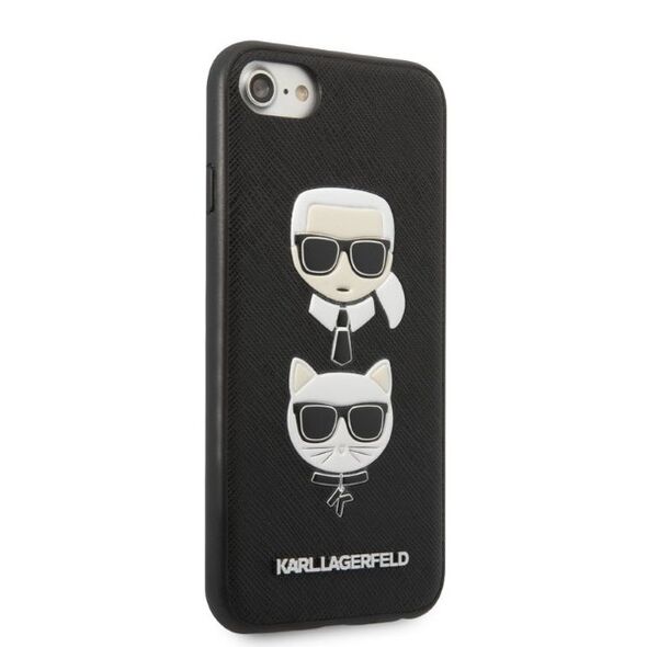 Karl Lagerfeld case for iPhone 7 / 8 / SE 2020 / SE 2022 KLHCI8SAKICKCBK black hardcase PU Saffiano K&C Heads 3666339054984