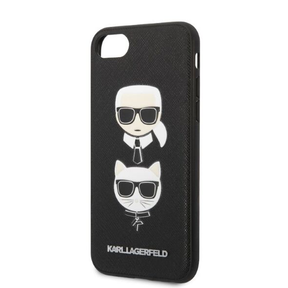 Karl Lagerfeld case for iPhone 7 / 8 / SE 2020 / SE 2022 KLHCI8SAKICKCBK black hardcase PU Saffiano K&C Heads 3666339054984