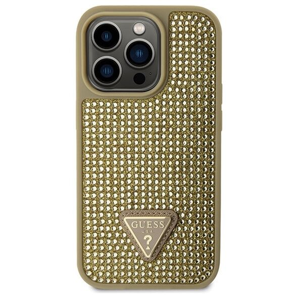 Guess case for iPhone 14 Pro 6,1&quot; GUHCP14LHDGTPD gold hardcase Rhinestone Triangle 3666339120078