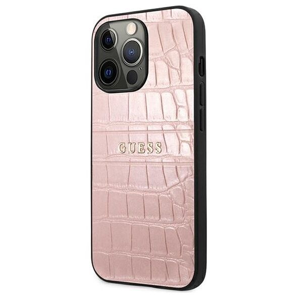 Guess case for iPhone 13 Pro 6,1&quot; GUHCP13LPCRBPI pink hard case Croco Collection 3666339023850