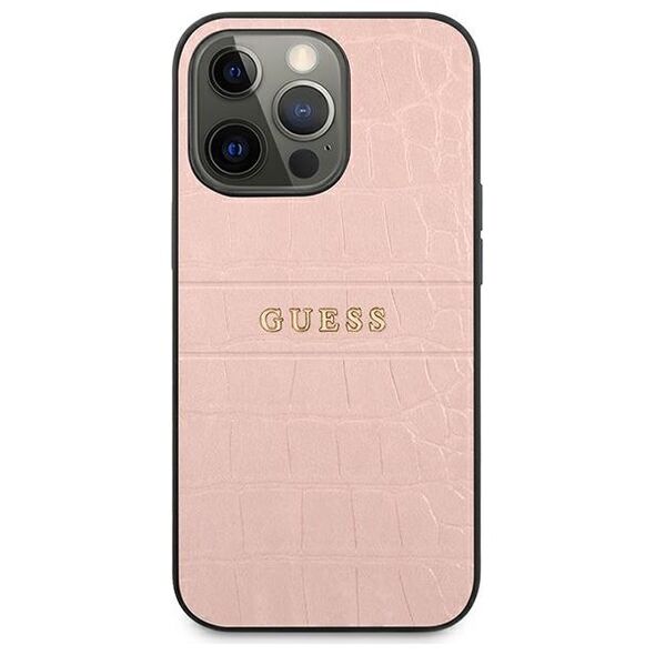 Guess case for iPhone 13 Pro 6,1&quot; GUHCP13LPCRBPI pink hard case Croco Collection 3666339023850