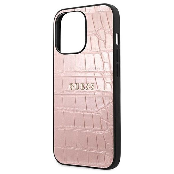 Guess case for iPhone 13 Pro 6,1&quot; GUHCP13LPCRBPI pink hard case Croco Collection 3666339023850
