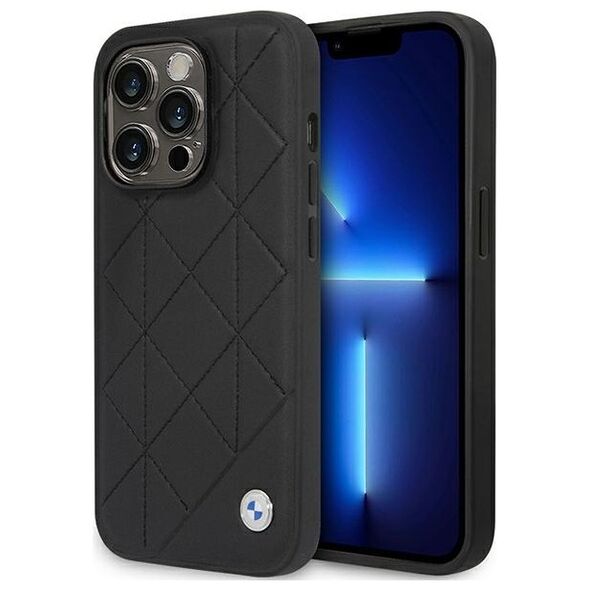 BMW case for iPhone 14 Pro 6,1&quot; BMHCP14L22RBDK black Sign HC Leather Quilted 3666339066468
