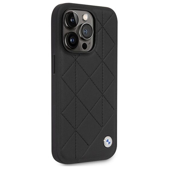 BMW case for iPhone 14 Pro 6,1&quot; BMHCP14L22RBDK black Sign HC Leather Quilted 3666339066468