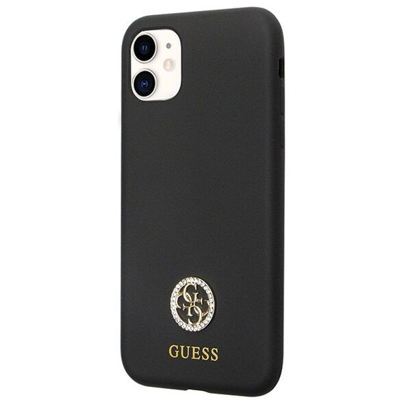 Guess case for iPhone 11 GUHCN614DGPK black HC Silicone Logo Strass 4G 3666339148386