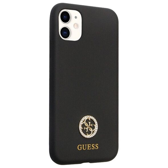 Guess case for iPhone 11 GUHCN614DGPK black HC Silicone Logo Strass 4G 3666339148386