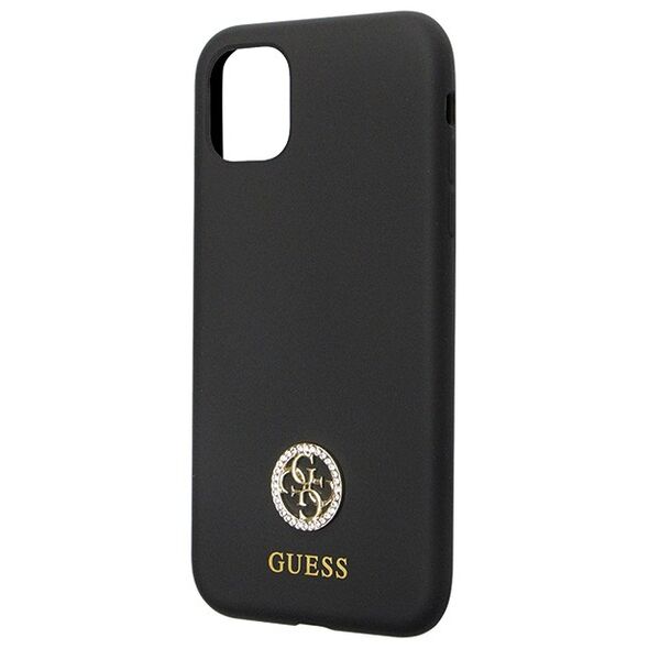 Guess case for iPhone 11 GUHCN614DGPK black HC Silicone Logo Strass 4G 3666339148386