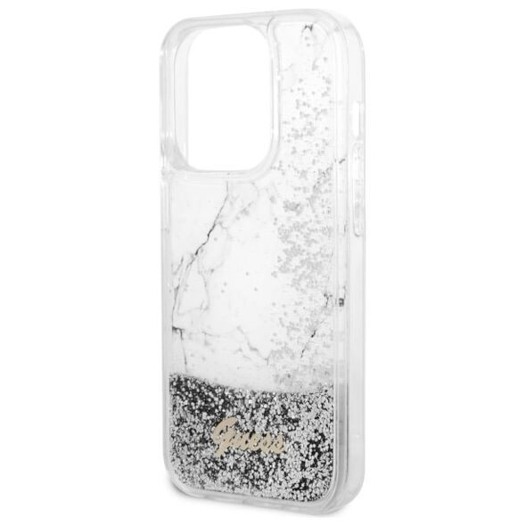 Guess case for iPhone 14 Pro 6,1&quot; GUHCP14LLCSGSGH white hard case Liquid Glitter Marble 3666339127329