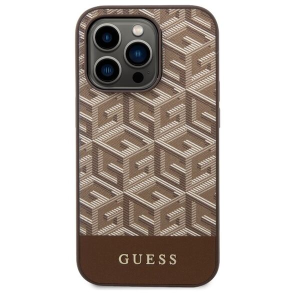 Guess case for iPhone 14 Pro Max 6,7&quot; GUHMP14XHGCFSEW brown hard case GCube Stripes MagSafe 3666339112493