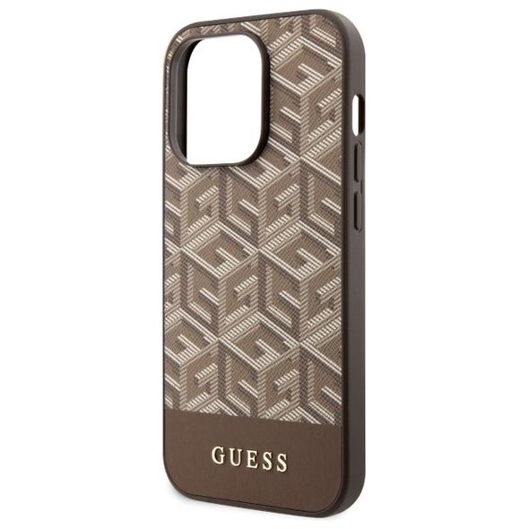 Guess case for iPhone 14 Pro Max 6,7&quot; GUHMP14XHGCFSEW brown hard case GCube Stripes MagSafe 3666339112493