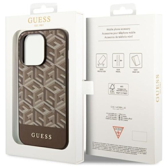 Guess case for iPhone 14 Pro Max 6,7&quot; GUHMP14XHGCFSEW brown hard case GCube Stripes MagSafe 3666339112493