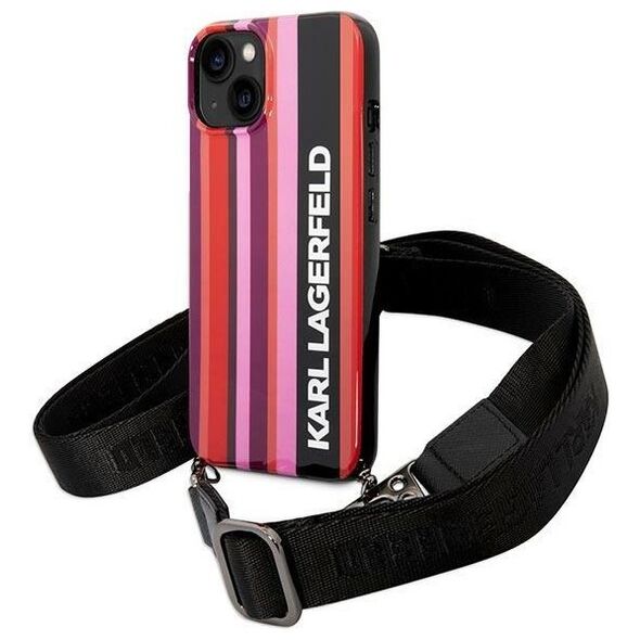 Karl Lagefeld case for iPhone 14 6,1&quot; KLHCP14SSTSTP pink hardcase Color Stripes Strap 3666339094195