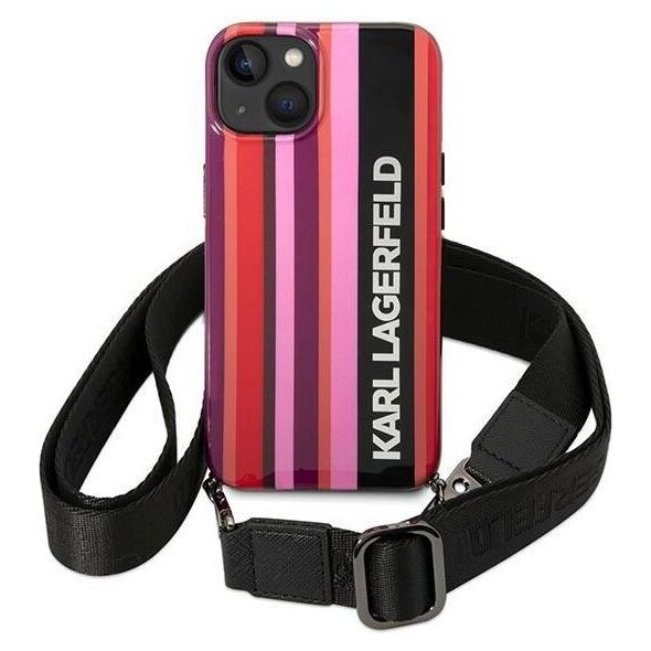 Karl Lagefeld case for iPhone 14 6,1&quot; KLHCP14SSTSTP pink hardcase Color Stripes Strap 3666339094195