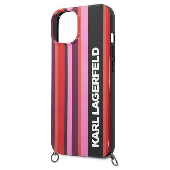 Karl Lagefeld case for iPhone 14 6,1&quot; KLHCP14SSTSTP pink hardcase Color Stripes Strap 3666339094195