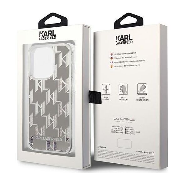 Karl Lagerfeld case for iPhone 14 Pro Max 6,7&quot; KLHCP14XLMNMS silver HC Liquid Glitter Monogram Silver 3666339076306