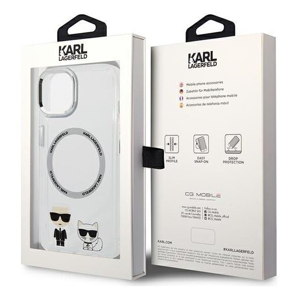 Karl Lagerfeld case for iPhone 14 Pro Max 6,7&quot; KLHMP14XHKCT transparent HC Magsafe IML Ring + K&C Logo Transparent 3666339077785