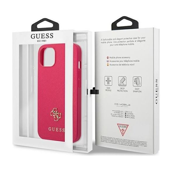 Guess case for iPhone 13 Pro / 13 6,1&quot; GUHCP13LPS4MF pink hardcase Saffiano 4G Small Metal Logo 3666339047986