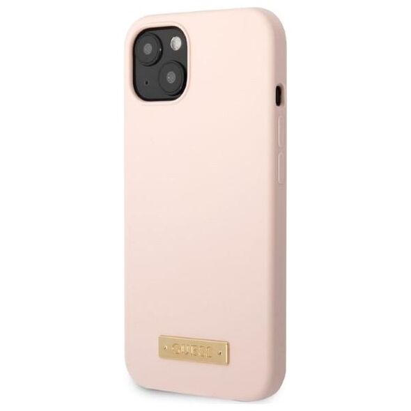 Guess case for iPhone 13 Pro / 13 6,1&quot; GUHMP13LSPLP pink hard case Silicone Logo Plate MagSafe 3666339056872